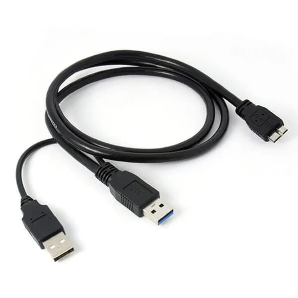 Кабель Micro USB B 3.0 Y-Cable для переноса жесткого диска, черный