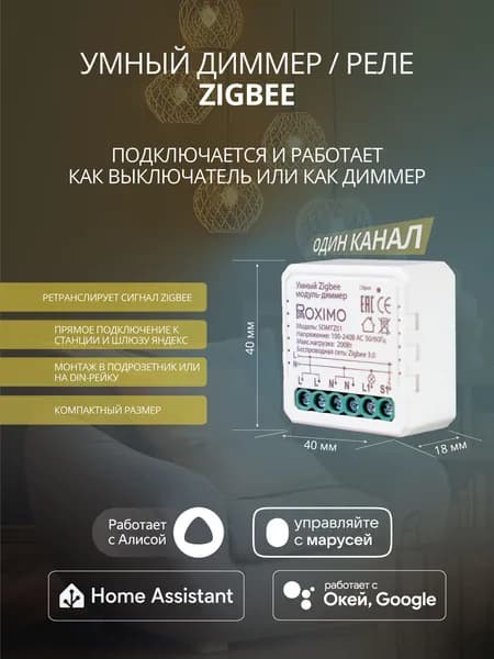 Умный Zigbee модуль-диммер одноканальный ROXIMO SDMTZ01 с Алисой