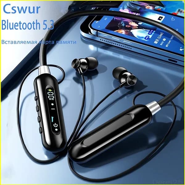 Cswur Наушники беспроводные с микрофоном, Bluetooth, USB Type-C, черный