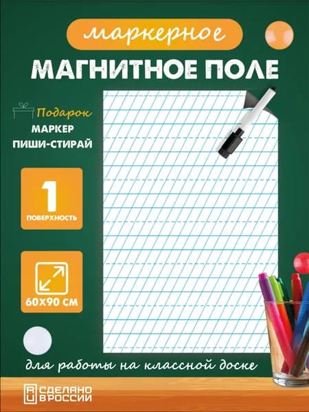 Разлиновка магнитная для школьной доски в частую косую линию 60х90 см.