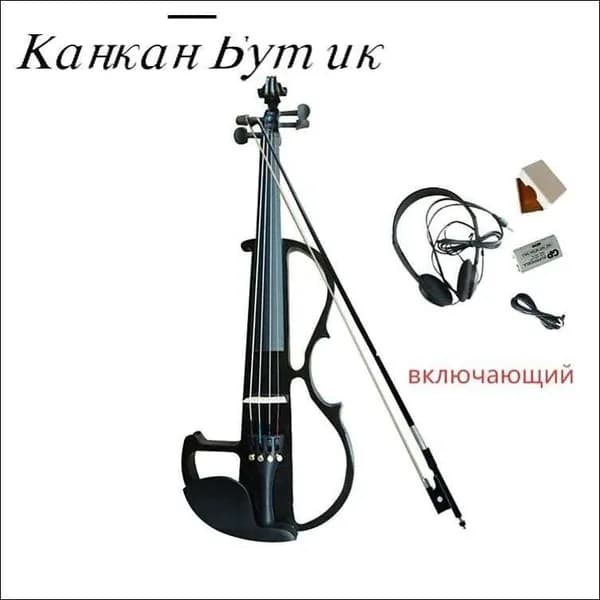 Электрическая скрипка 4/4 для начинающих черная полный комплект