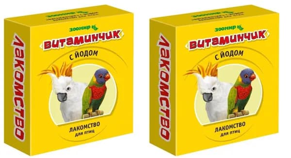 Зоомир Корм сухой для птиц Витаминчик, с йодом, 50 г, 2 уп