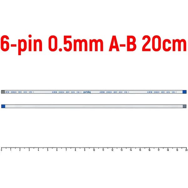FFC шлейф кнопки включения для ноутбука Asus A750JB 6-pin Шаг 0.5mm Длина 20cm Обратный A-B AWM 20624 80C 60V VW-1