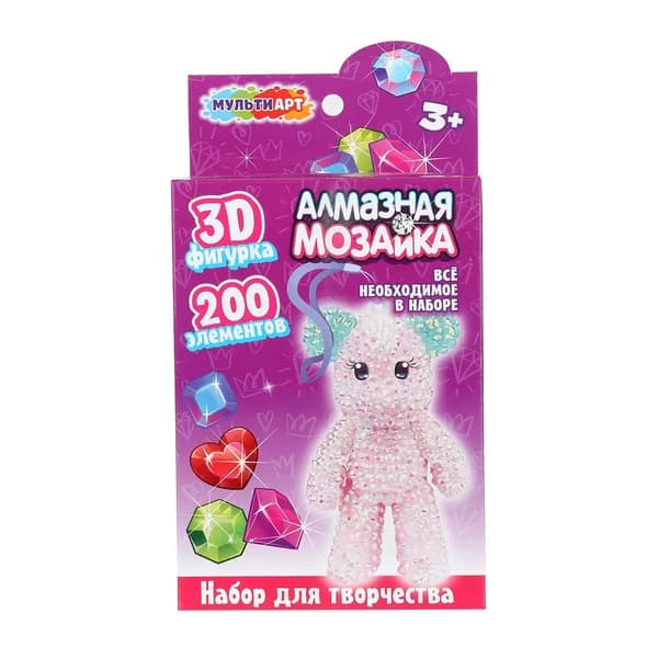 Брелок из алмазной мозаики Мульти Арт Мишка