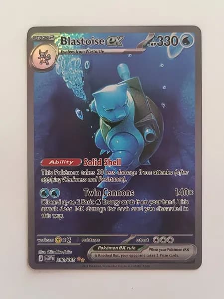 Портативные карты PKM P Настройка и прокси высококачественной фольги Blastoise ex 151 (MEW)#200