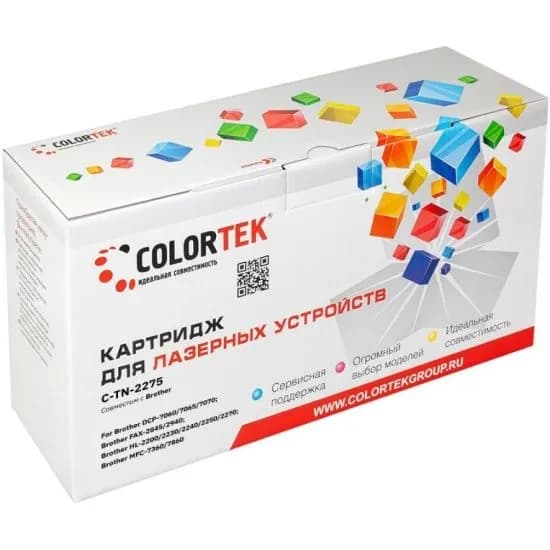 Картридж Colortek TN-2275, Brother HL-2240R/DCP-7060DR/ MFC-7360NR/ FAX-2940R, 2600 стр., черный (HQ-TN2275)