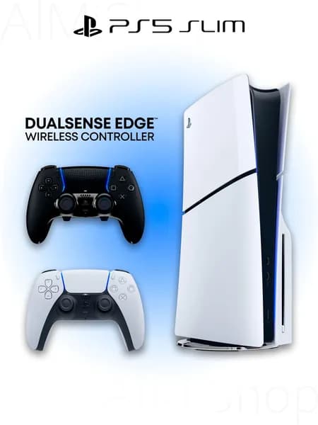 Игровая приставка Sony PlayStation 5 Slim с дисководом + 2 геймпад Dualsence EDGE (черный, Black)