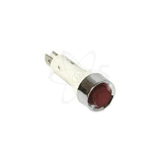 Лампа NHC диам. 9мм c металлич. ободком красная 230В