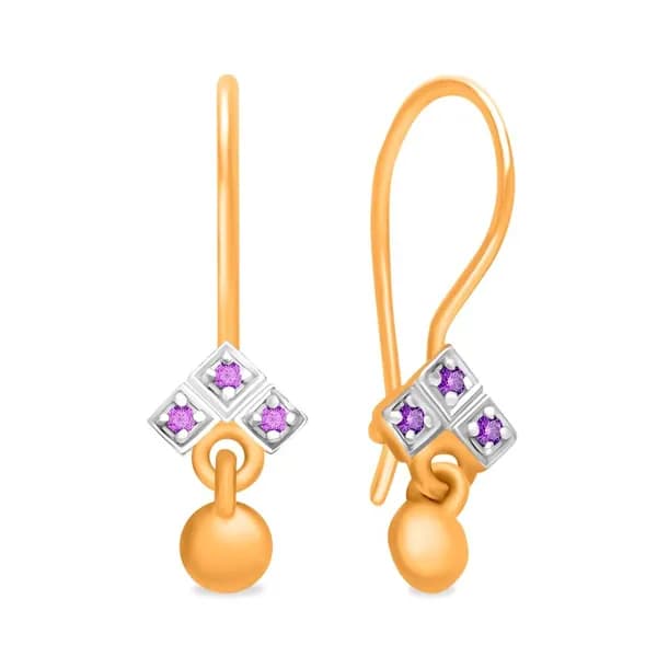 Серьги детские с фианитами из красного золота 375 пробы 585GOLD