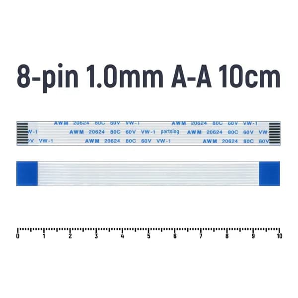 Шлейф тачпада для ноутбука Acer Aspire 3 A315-41 FFC 8-pin Шаг 1.0mm Длина 10cm Прямой A-A AWM 20624 80C 60V VW-1