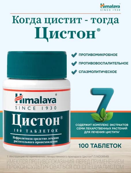 Цистон – фитопрепарат для комплексного лечения цистита и инфекций мочевыводящих путей, 100 шт.