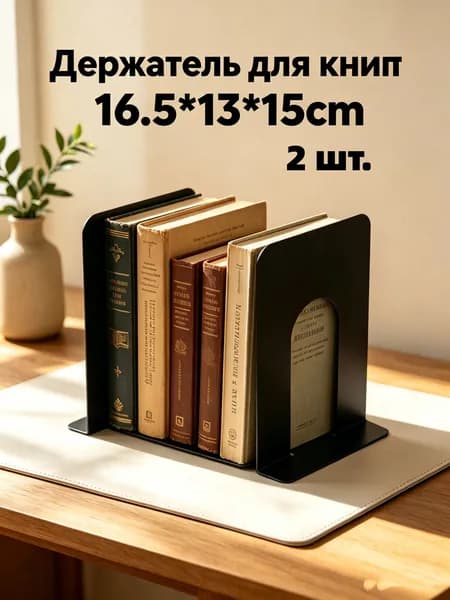 Подставки для книг металлические арочные 2 шт, размер 16,5х13х15 см, подставки для учебников на стол школьника офис, книг черный синий