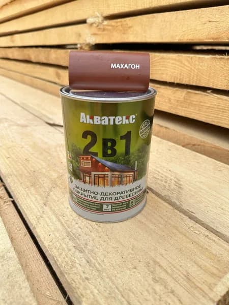 АКВАТЕКС Деревозащитный текстурирующий состав, цвет Махагон (0,8 л), формула 2 в 1: грунт и антисептик, полуматовое покрытие, Рогнеда