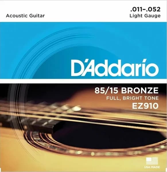 Комплект струн для акустической гитары Daddario 85/15 Bronze EZ910, Daddario комплект 6 струн