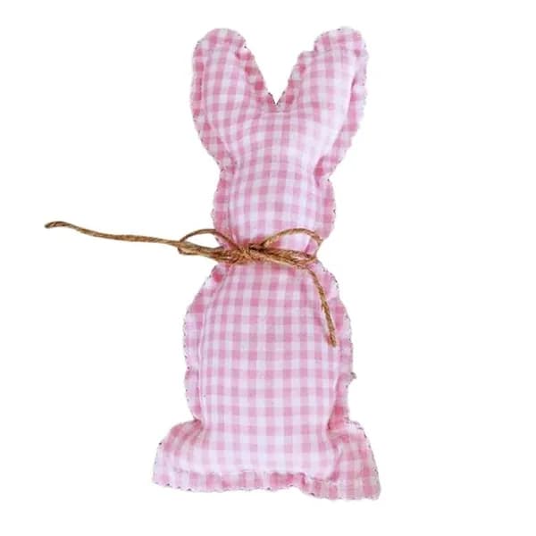 Вешалка-кролик из фетра для Пасхи, 17 cm - розовая решетка