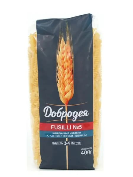 Добродея Макаронные изделия Спираль Fusilli №5, 400 гр