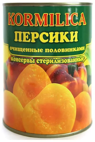 Персики консервированные КОРМИЛИЦА очищенные половинками в сиропе, 850 мл