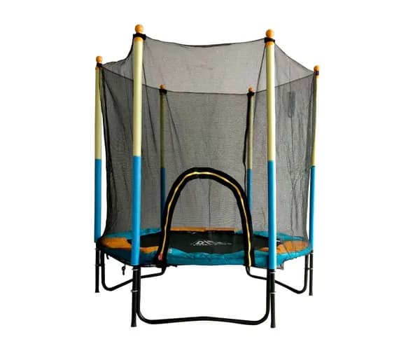 Батут каркасный DFC JUMP KIDS 60" желто-синий, детский, с внутренней защитной сеткой, уличный, для дома, дачи
