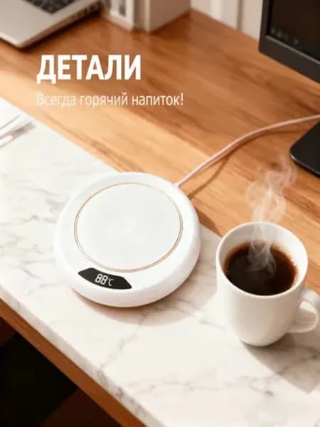 White Подогреватель для кружки с цифровым дисплеем, 3 температуры автоматическое отключение, антискользящая подставка, подарок для офиса и дома