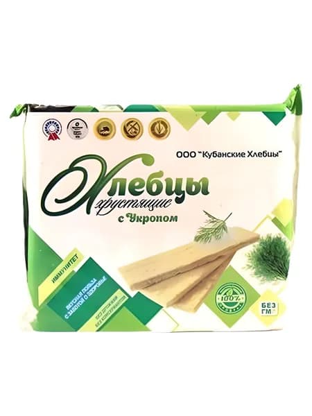 Хлебцы Кубанские хрустящие С УКРОПОМ, 100 гр