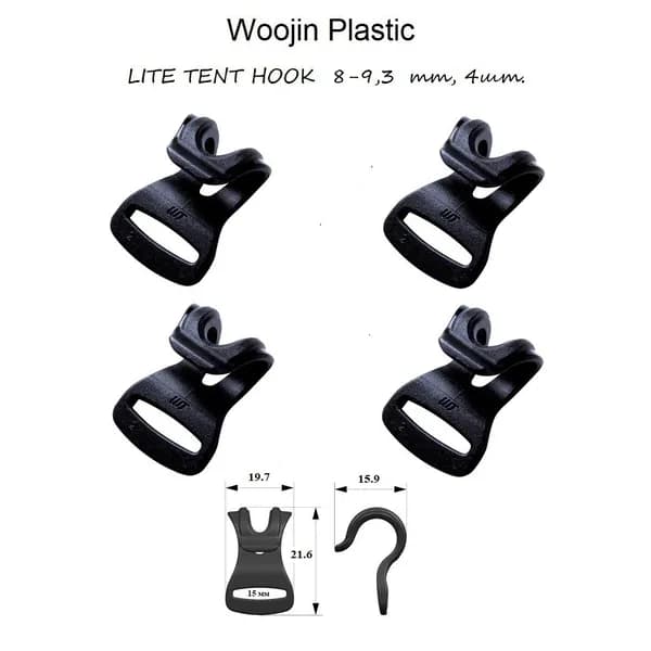Крючки для крепления палаток к дугам 8-9,3 мм Woojin Plastic (2504 LITE TENT HOOK), 4 шт.