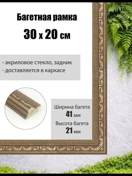 Рамка багетная для картин со стеклом 30 x 20 см, РБ-089