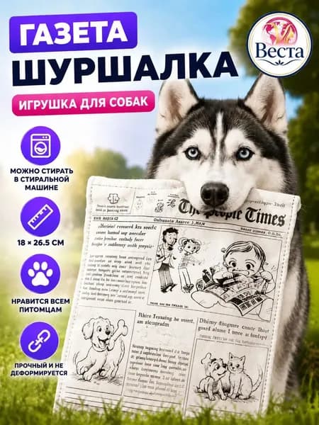 Игрушка для щенков и собак мелких пород, мягкая Газета шуршалка, 18*26.5 см