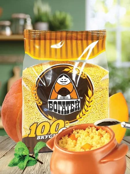 Пшено шлифованное БОГАТЕЙ, 700 г
