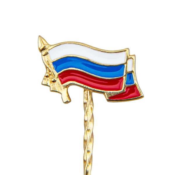 Заколка Флаг России серебро с позолотой 25575