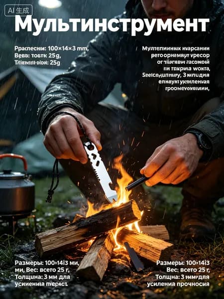 FZKOGAN Огниво для розжига магниевое с кресалом, портативное