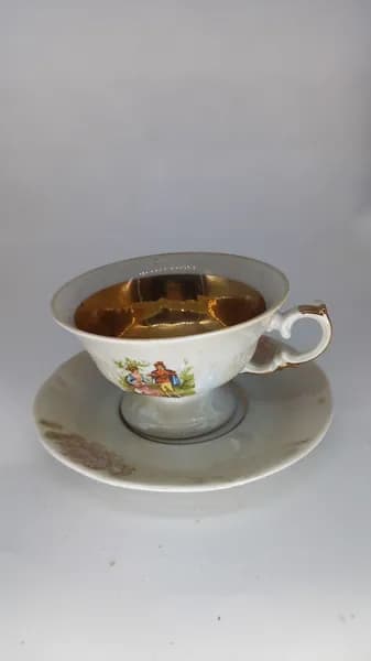 Винтажная советская Кофейная пара с росписью, фарфор, СССР
