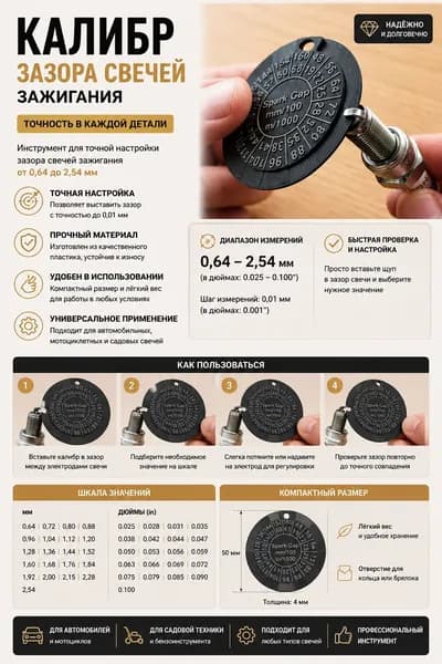 Инструмент для замера зазора свечи зажигания от 0,48-1,6мм