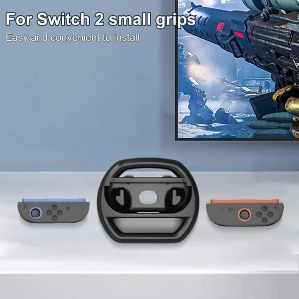 Руль для гонок для Joy-Con Nintendo Switch 2, черный, из АБС-пластика