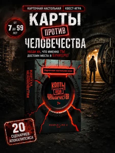 Настольная карточная игра "Карты против человечества" для вечеринок и большой компании, игры в дорогу, бункер