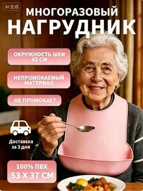 Нагрудник силиконовый для кормления с большим карманом