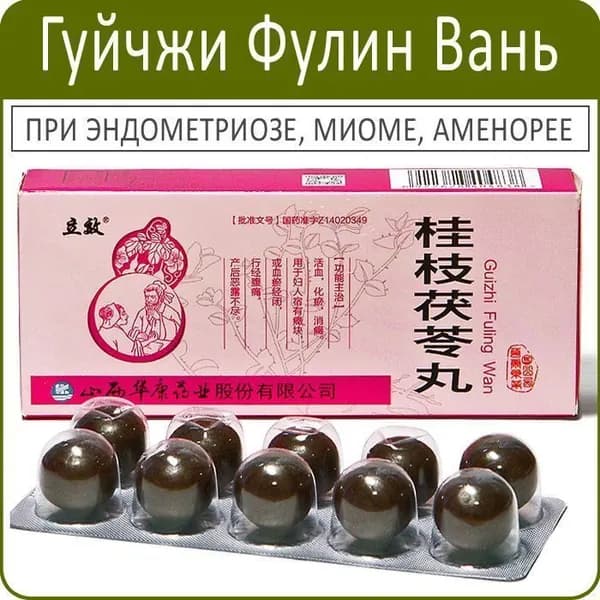 Гуйчжи Фулин Вань (Guizhi Fuling Wan) - при эндометриозе, миоме, аменорее - 10 пил.