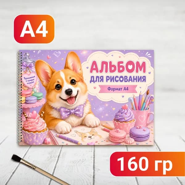 Альбом для рисования Милый корги