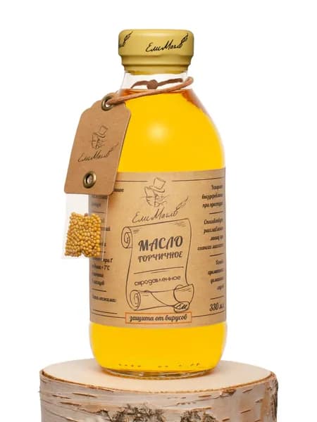 Масло горчичное сыродавленное ЕЛИМАСЛО, 330 мл, холодного отжима нерафинированное, сарепта (сорт Ника)