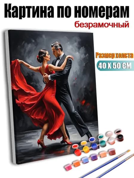Картина по номерам, pareja танцует t nцевальный танго , ручная роспись антистресс, 40х50 см без подрамника, современный декор для дома
