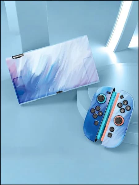 Силиконовый чехол RL для Nintendo Switch 2 в популярном цвете Град Голубой Белый