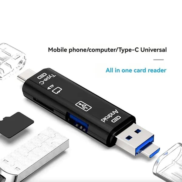 M3Кард-Ридер 3-В-1 С Функцией OTG, Поддержка USB 2.0 /Type C, Черный