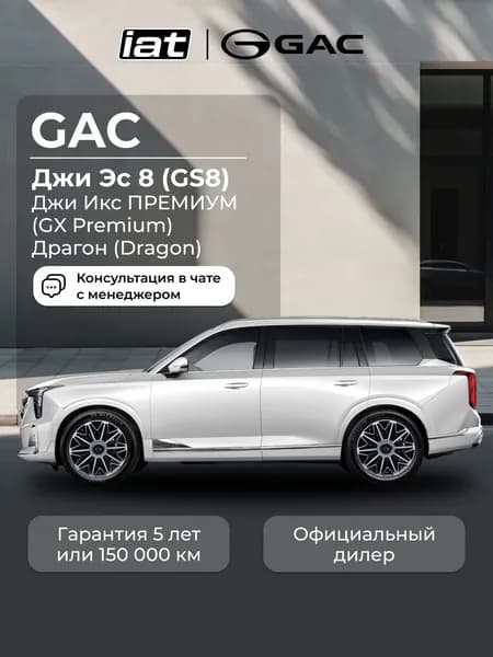 Автомобиль новый GAC GS8 Dragon 2.0 Автомат (AT) 231 л.с. полный привод (4WD) GX Premium 2026 белый, ( салон черный )
