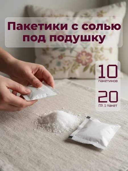 Пакетики с солью под подушку от бессонницы по бабушкиному рецепту. Из морской соли. 10 фильтр-пакетов.