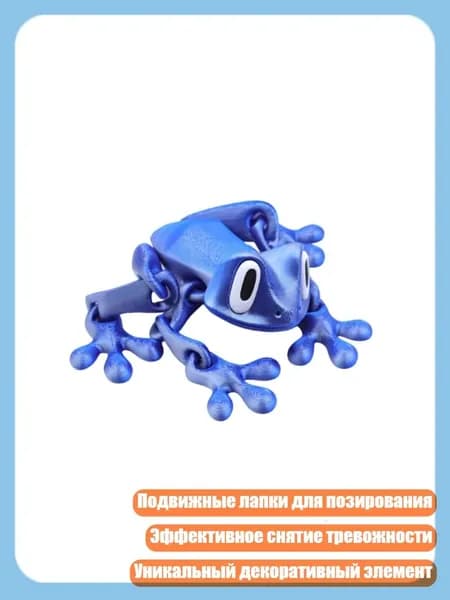 Игрушка-антистресс с подвижными лапками в виде лягушек 3D, Меха синий серебристый