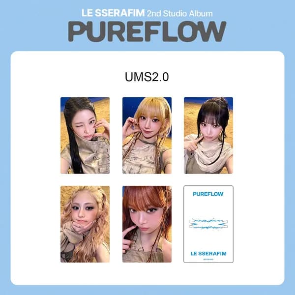 Карточки LESSERAFIM Фотокарточки PUREFLOW k-pop карточки коллекционные 54 * 86 мм 5 шт
