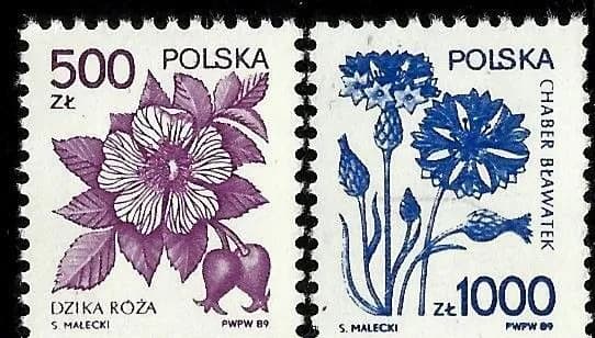 Флора 1989 Польша. Растения, Цветы Стандарт. ПОЧТОВЫЕ МАРКИ