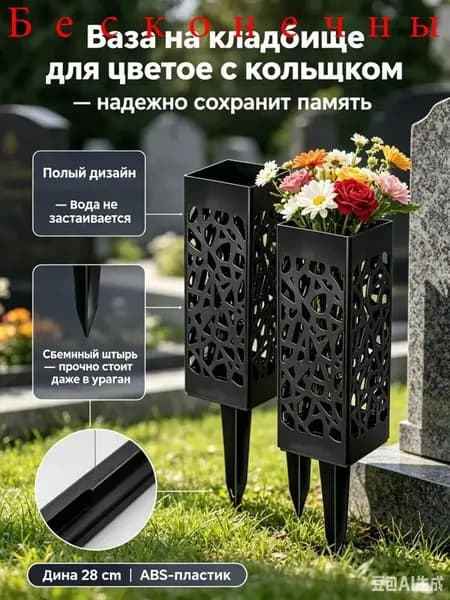 Вазон 32 см, 2 шт, цвет черный