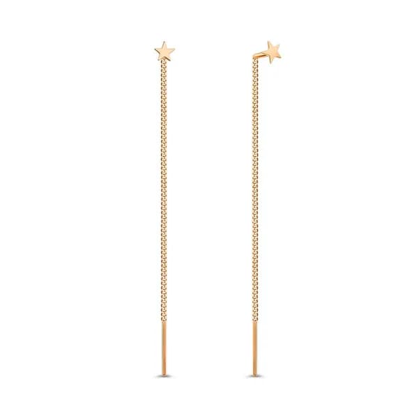 Серьги протяжки женские из красного золота 585 пробы, длинные 585GOLD