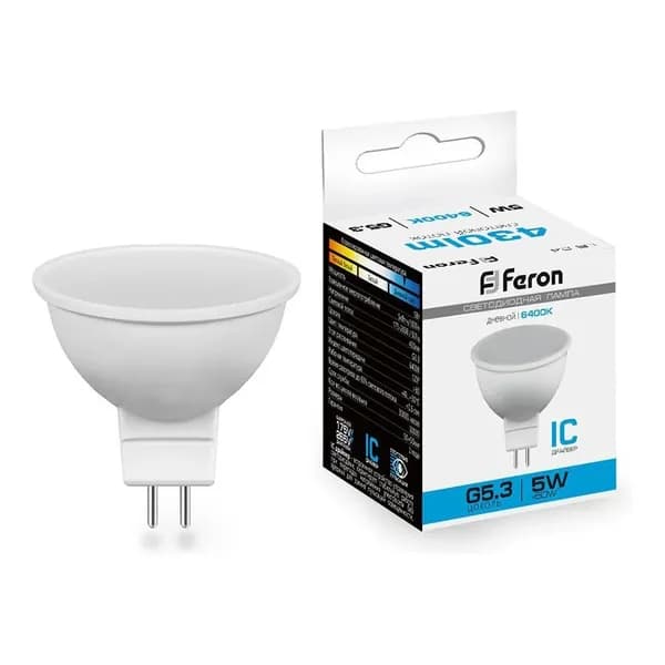 Светодиодная лампа FERON LB-24 MR16 G5.3 5W 6400K 25125