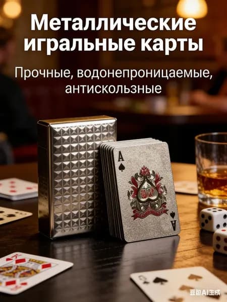 Игральные карты 100% пластик "Золотые" 54 шт , Сувенирные карты с голографическими узорами, тактильно приятные на ощупь, Настольные игры для взрослых и детей